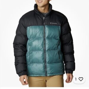 Columbia Men's  Pike Lake Water Resistance Puffer Jacket in Black and Teal Sz M